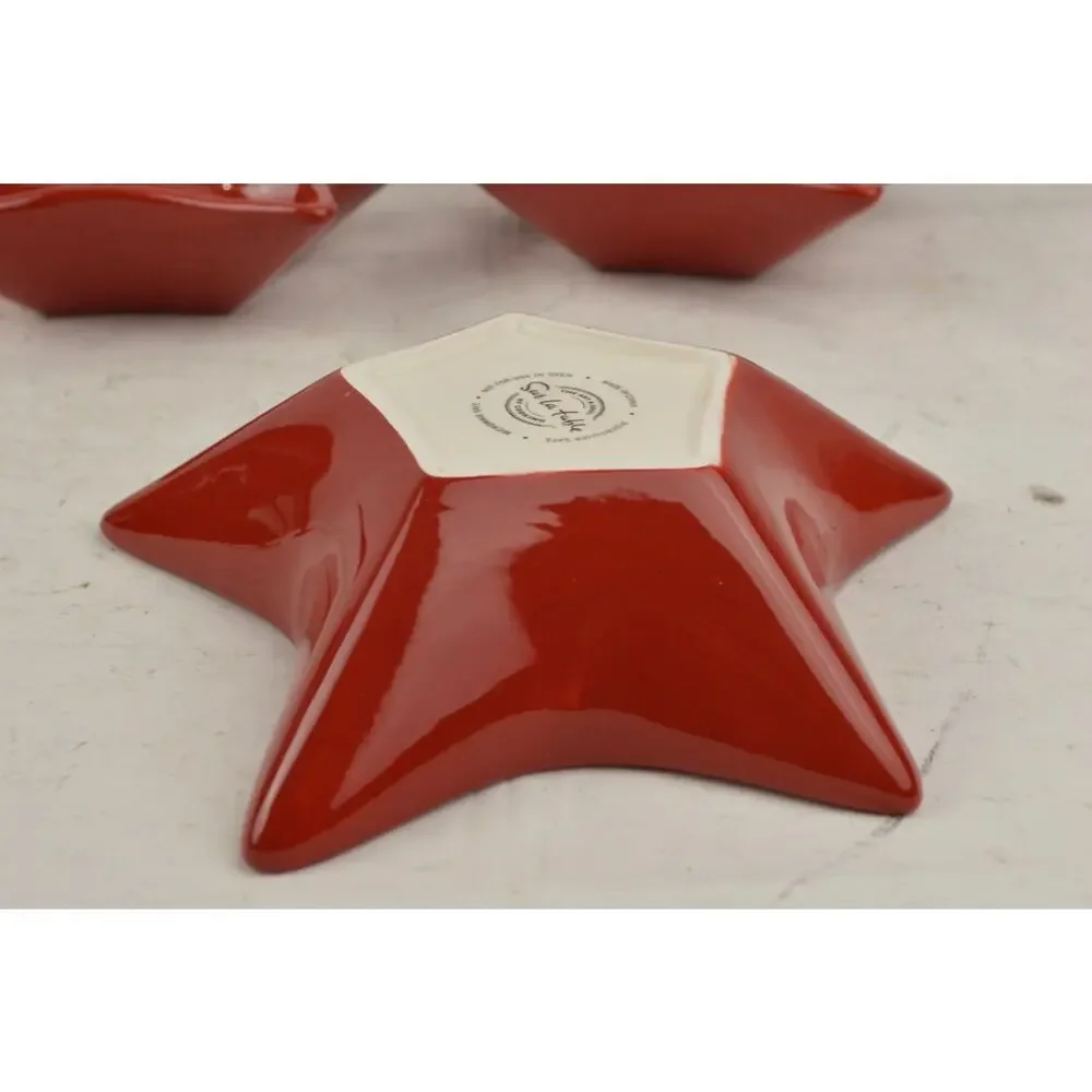 Sur La Table Red Star Shaped Serving Bowls Set of 3 Holiday Christmas 7.5
